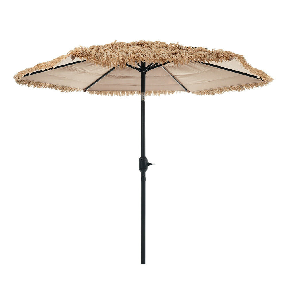 ハワイアンパラソル 直径220cm 大型パラソル ナチュラル わら調デザイン UPF30+紫外線対策 角度調整 チルト機能 撥水加工 レバー開閉 ガーデンパラソル 庭 テラス ビーチ プール キャンプ カフェ アウトドア 7日内出荷