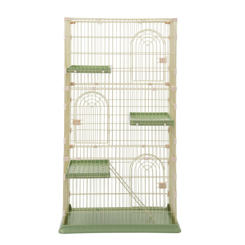 【グリーン/グレー】猫 ケージ キャットケージ 3段 猫ゲージ おしゃれ キャットハウス ネコ ハウス 多段 留守番 保護 脱走防止 多頭飼い 多頭 ペットケージ 7日内出荷