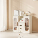 【簡単組立】キャビネット サイドボード 扉付き 引き出し付き 整理棚 ホワイト 白 おしゃれ スリム リビング モダン 棚 衣類収納 小物収納 組立式キッズラック スチールチェスト 韓国インテリア 北欧 子供部屋 寝室 7日内出荷