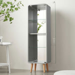 コレクションケース コレクションシェルフ コレクションケース キャビネット フィギュアケース 強化ガラス扉付き 4段 高さ調節可能 可動棚 スリム 収納 背面ミラー 棚 グレー 7日内出荷