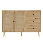 キャビネット サイドボード チェスト 引き出し付き 大容量 収納棚 リビング 収納 ローボード 収納チェスト 幅120 ヴィンテージ 3段 扉付き リビングボード おしゃれ 整理タンス 北欧 木目調 ラタン風 おしゃれ 寝室 キッチン ナチュラル