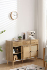 キャビネット サイドボード チェスト 引き出し付き 大容量 収納棚 リビング 収納 ローボード 収納チェスト 幅120 ヴィンテージ 扉付き リビングボード おしゃれ 整理タンス 北欧 木目調 ラタン風 おしゃれ 寝室 キッチン ナチュラル