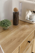 キャビネット サイドボード チェスト 引き出し付き 大容量 収納棚 リビング 収納 ローボード 収納チェスト 幅120 ヴィンテージ 扉付き リビングボード おしゃれ 整理タンス 北欧 木目調 ラタン風 おしゃれ 寝室 キッチン ナチュラル