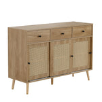 キャビネット サイドボード チェスト 引き出し付き 大容量 収納棚 リビング 収納 ローボード 収納チェスト 幅120 ヴィンテージ 扉付き リビングボード おしゃれ 整理タンス 北欧 木目調 ラタン風 おしゃれ 寝室 キッチン ナチュラル