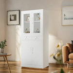 オフィス収納 キャビネット 書庫 両開き 書類保管庫 高さ180cm 保管庫 鍵付き ホワイト 白 業務用 スチール ベース付き サイドボード チェスト ラック 書類 収納 可動棚 A4対応 おしゃれ 書院 学校 塾 7日内出荷