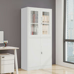 オフィス収納 キャビネット 書庫 両開き 書類保管庫 高さ180cm 保管庫 鍵付き ホワイト 白 業務用 スチール ベース付き サイドボード チェスト ラック 書類 収納 可動棚 A4対応 おしゃれ 書院 学校 塾 7日内出荷