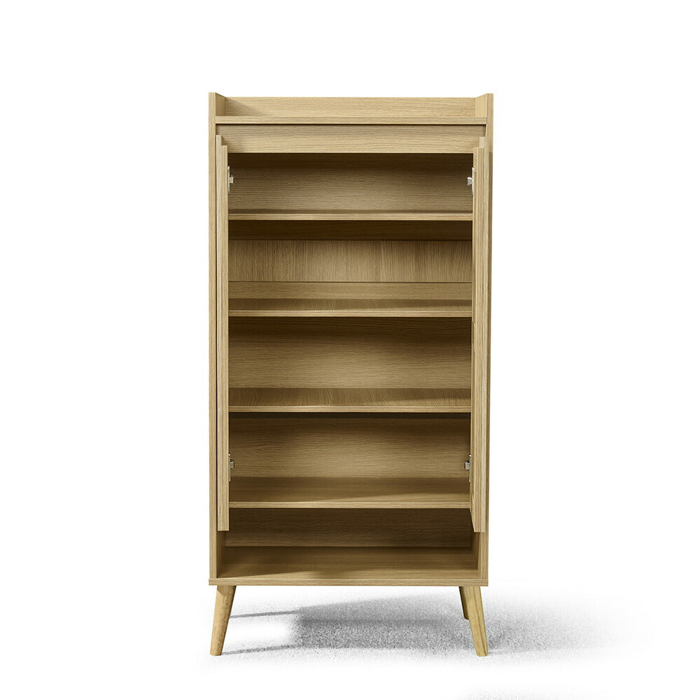 キャビネット サイドボード チェスト 木製 おしゃれ 扉付き 可動棚 縦格子扉 幅60cm 奥行39cm 高さ120cm 大容量 リビング ヴィンテージ 北欧 木目調 ウッド 家具 玄関 寝室 ナチュラル オーク色 7日内出荷