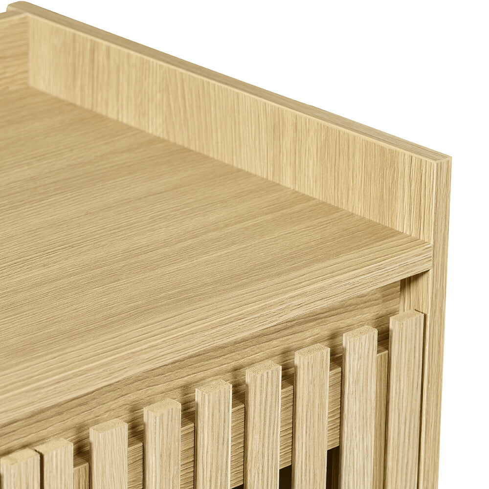 キャビネット サイドボード チェスト 木製 おしゃれ 扉付き 可動棚 縦格子扉 幅60cm 奥行39cm 高さ120cm 大容量 リビング ヴィンテージ 北欧 木目調 ウッド 家具 玄関 寝室 ナチュラル オーク色 7日内出荷