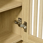 キャビネット サイドボード チェスト 木製 おしゃれ 扉付き 可動棚 縦格子扉 幅60cm 奥行39cm 高さ120cm 大容量 リビング ヴィンテージ 北欧 木目調 ウッド 家具 玄関 寝室 ナチュラル オーク色 7日内出荷