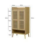 キャビネット サイドボード チェスト 木製 おしゃれ 扉付き 可動棚 縦格子扉 幅60cm 奥行39cm 高さ120cm 大容量 リビング ヴィンテージ 北欧 木目調 ウッド 家具 玄関 寝室 ナチュラル オーク色 7日内出荷