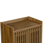 キャビネット サイドボード チェスト 木製 おしゃれ 扉付き 可動棚 縦格子扉 幅60cm 奥行39cm 高さ120cm 大容量 リビング ヴィンテージ 北欧 木目調 ウッド 家具 玄関 寝室 ウォルナットカラー 7日内出荷