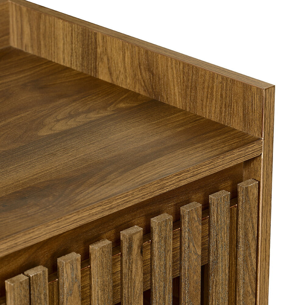 キャビネット サイドボード チェスト 木製 おしゃれ 扉付き 可動棚 縦格子扉 幅60cm 奥行39cm 高さ120cm 大容量 リビング ヴィンテージ 北欧 木目調 ウッド 家具 玄関 寝室 ウォルナットカラー 7日内出荷