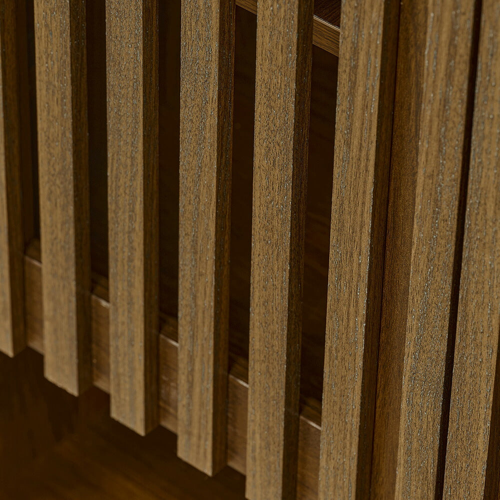 キャビネット サイドボード チェスト 木製 おしゃれ 扉付き 可動棚 縦格子扉 幅60cm 奥行39cm 高さ120cm 大容量 リビング ヴィンテージ 北欧 木目調 ウッド 家具 玄関 寝室 ウォルナットカラー 7日内出荷