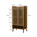 キャビネット サイドボード チェスト 木製 おしゃれ 扉付き 可動棚 縦格子扉 幅60cm 奥行39cm 高さ120cm 大容量 リビング ヴィンテージ 北欧 木目調 ウッド 家具 玄関 寝室 ウォルナットカラー 7日内出荷