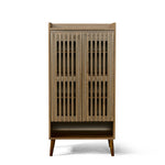 キャビネット サイドボード チェスト 木製 おしゃれ 扉付き 可動棚 縦格子扉 幅60cm 奥行39cm 高さ120cm 大容量 リビング ヴィンテージ 北欧 木目調 ウッド 家具 玄関 寝室 ウォルナットカラー 7日内出荷
