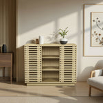 キャビネット サイドボード チェスト 木製 おしゃれ 扉付き 可動棚 横格子扉 幅88cm 幅120cm 大容量 リビング ヴィンテージ 北欧 木目調 家具 玄関 寝室 ナチュラル ウォルナットカラー