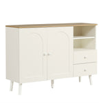 キャビネット サイドボード チェスト 引き出し付き ホワイト アイボリー 白 大容量 収納棚 リビング 収納 モダン 扉付き リビングボード オープン おしゃれ 整理タンス 北欧 韓国風 おしゃれ 寝室 子供部屋 幅118cm 奥行35cm 高さ82cm 2Way仕様天板 可愛い