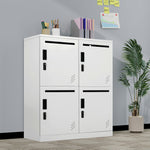 【完成品】貴重品ロッカー 4人用 鍵付き収納 小型 貴重品 金庫 セキュリティキャビネット ホワイト 白 2段 ダイヤル錠 小物収納 管理キー付き 防犯 貴重品入れ オフィス 事務所 更衣室 学校 業務用 おしゃれ キャビネット スチール