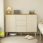 キャビネット サイドボード チェスト 引き出し付き ホワイト アイボリー 白 大容量 収納棚 リビング 収納 モダン 扉付き リビングボード おしゃれ 整理タンス 北欧 韓国風 おしゃれ 寝室 子供部屋 幅118cm 奥行35cm 高さ82cm 2Way仕様天板 可愛い