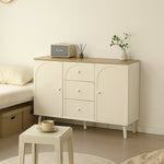 キャビネット サイドボード チェスト 引き出し付き ホワイト アイボリー 白 大容量 収納棚 リビング 収納 モダン 扉付き リビングボード おしゃれ 整理タンス 北欧 韓国風 おしゃれ 寝室 子供部屋 幅118cm 奥行35cm 高さ82cm 2Way仕様天板 可愛い