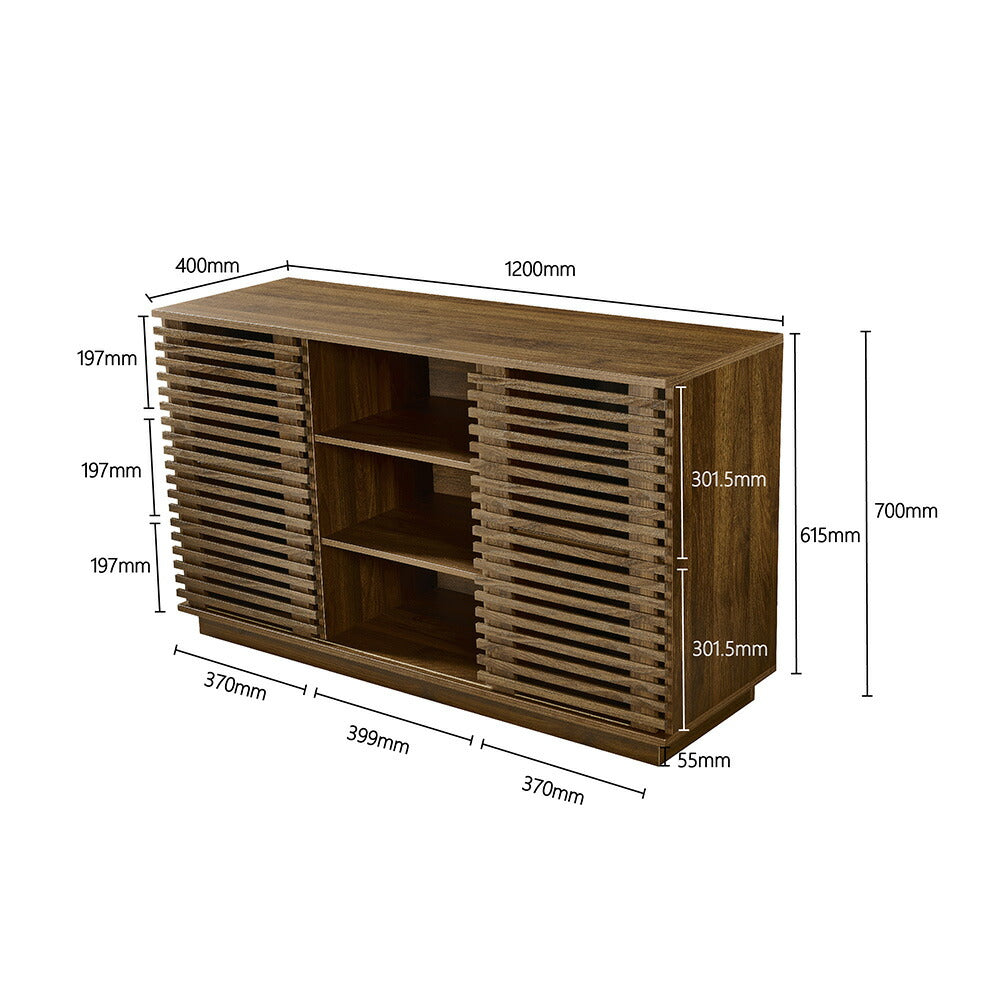 キャビネット サイドボード チェスト 木製 おしゃれ 扉付き 可動棚 横格子扉 幅88cm 幅120cm 大容量 リビング ヴィンテージ 北欧 木目調 家具 玄関 寝室 ナチュラル ウォルナットカラー