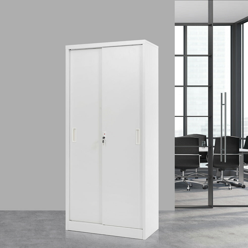 オフィス収納 キャビネット 書庫 両開き 書類保管庫 高さ180cm 保管庫 鍵付き ホワイト 白 業務用 スチール ベース付き サイドボード チェスト ラック 書類 収納 可動棚 A4対応 おしゃれ 書院 学校 塾 7日内出荷