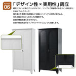 物置 収納庫 屋外 大型 倉庫 室外収納庫 屋外収納キャビネット 両開きドア ブラック/ホワイト 黒/白 物置き台 収納ボード付き 収納ポール 大容量 タオル掛け付き 鍵付き スチール 掃除用具ロッカー 高さ185cm 7日内出荷
