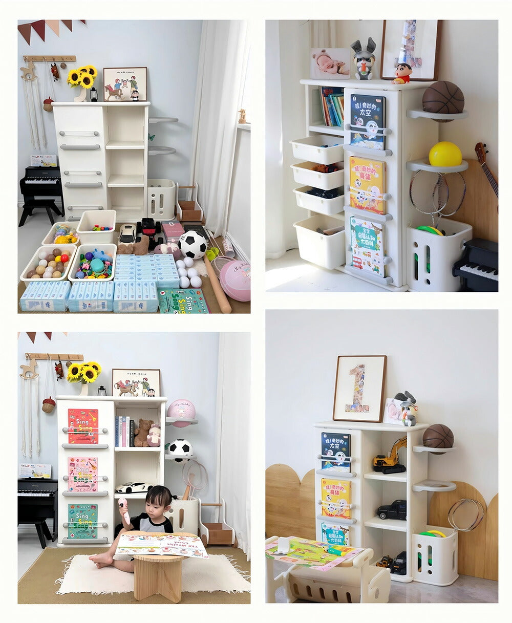 本棚 おもちゃ箱 絵本棚 収納棚 おもち収納 ロッカー ボール収納 服収納 多機能 タンス キャビネット 大容量 ホワイト 白 収納ラック おしゃれ ランドセルラック キッズ 本立て ブックシェルフ おもちゃ 安全 保育園 入園祝い 誕生日 プレゼント