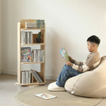 本棚 回転式 天然木 パイン材 ブックシェルフ A4対応 絵本棚 図鑑対応 コミック収納 360度回転 スリム 省スペース 子供部屋 おしゃれ 回転ラック 大容量 7日内出荷