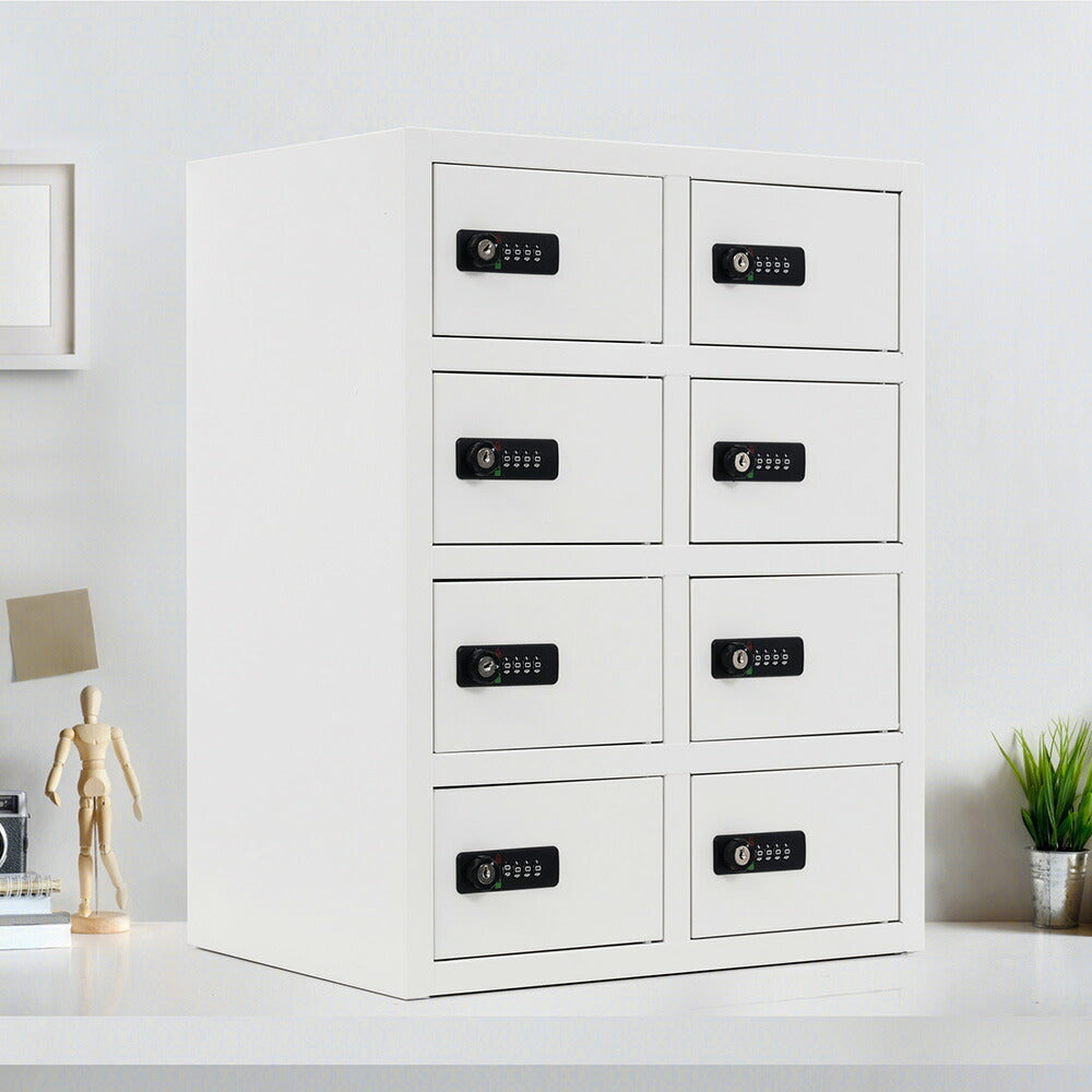 貴重品ロッカー 8人用 小型 セキュリティキャビネット ダイヤル錠 貴重品保管庫 完成品 防犯収納 横型 業務用ロッカー オフィス 学校 更衣室 スチール 7日内出荷