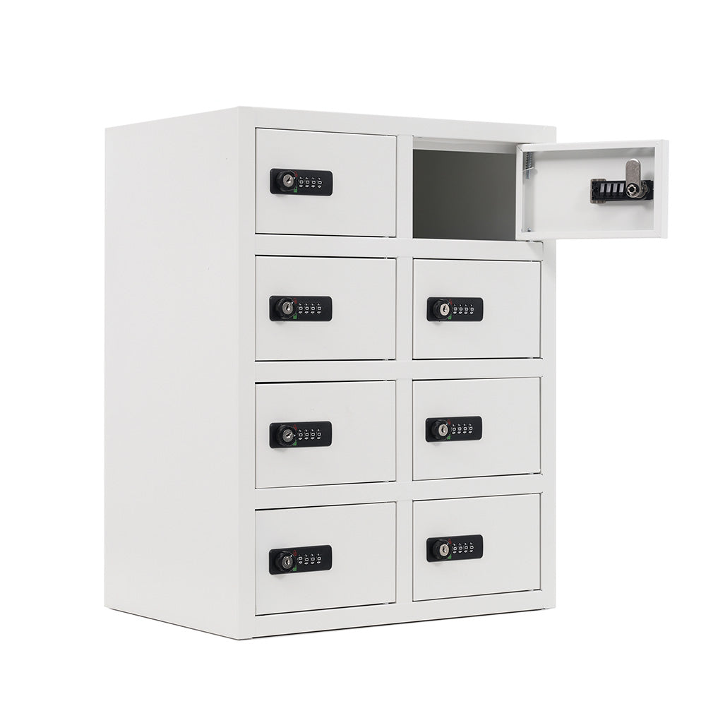 貴重品ロッカー 8人用 小型 セキュリティキャビネット ダイヤル錠 貴重品保管庫 完成品 防犯収納 横型 業務用ロッカー オフィス 学校 更衣室 スチール 7日内出荷