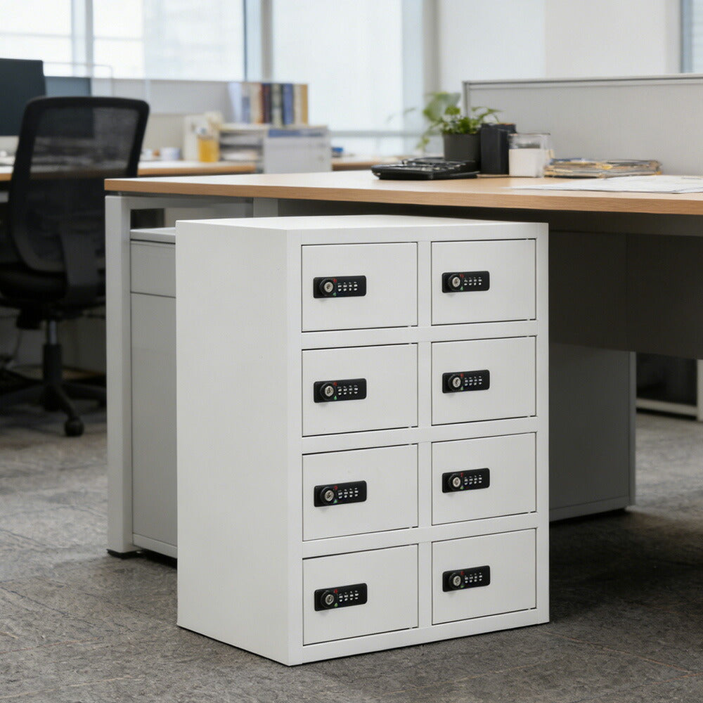 貴重品ロッカー 8人用 小型 セキュリティキャビネット ダイヤル錠 貴重品保管庫 完成品 防犯収納 横型 業務用ロッカー オフィス 学校 更衣室 スチール 7日内出荷