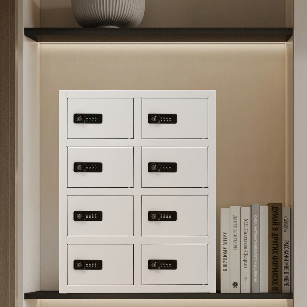 貴重品ロッカー 8人用 小型 セキュリティキャビネット ダイヤル錠 貴重品保管庫 完成品 防犯収納 横型 業務用ロッカー オフィス 学校 更衣室 スチール 7日内出荷