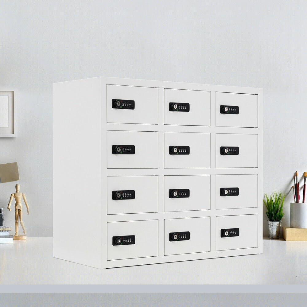 貴重品ロッカー 12人用 小型 セキュリティキャビネット ダイヤル錠 貴重品保管庫 完成品 防犯収納 横型 業務用ロッカー オフィス 学校 更衣室 スチール 7日内出荷