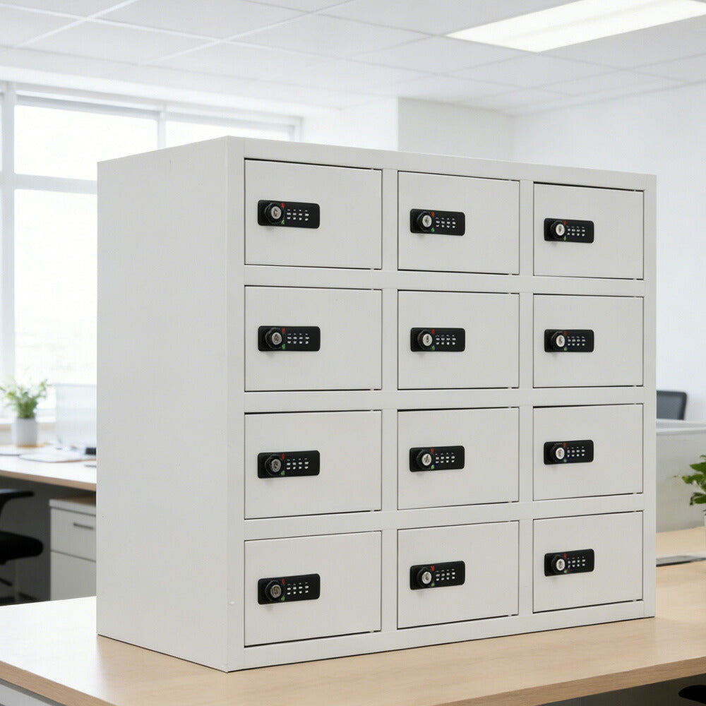 貴重品ロッカー 12人用 小型 セキュリティキャビネット ダイヤル錠 貴重品保管庫 完成品 防犯収納 横型 業務用ロッカー オフィス 学校 更衣室 スチール 7日内出荷