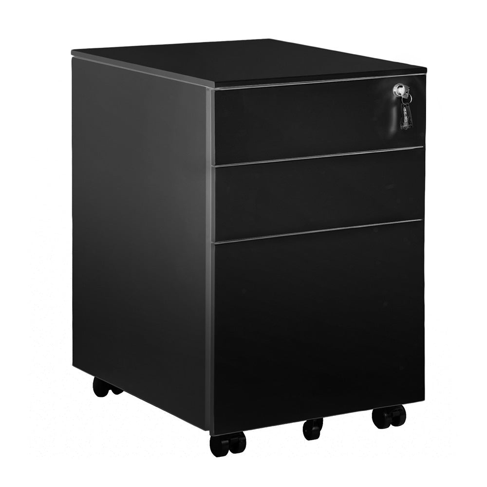 デスクワゴン サイドワゴン 3段 鍵付き キャスター付き スチールワゴン 大容量収納 脇机 オフィス収納 A4対応 完成品 7日内出荷