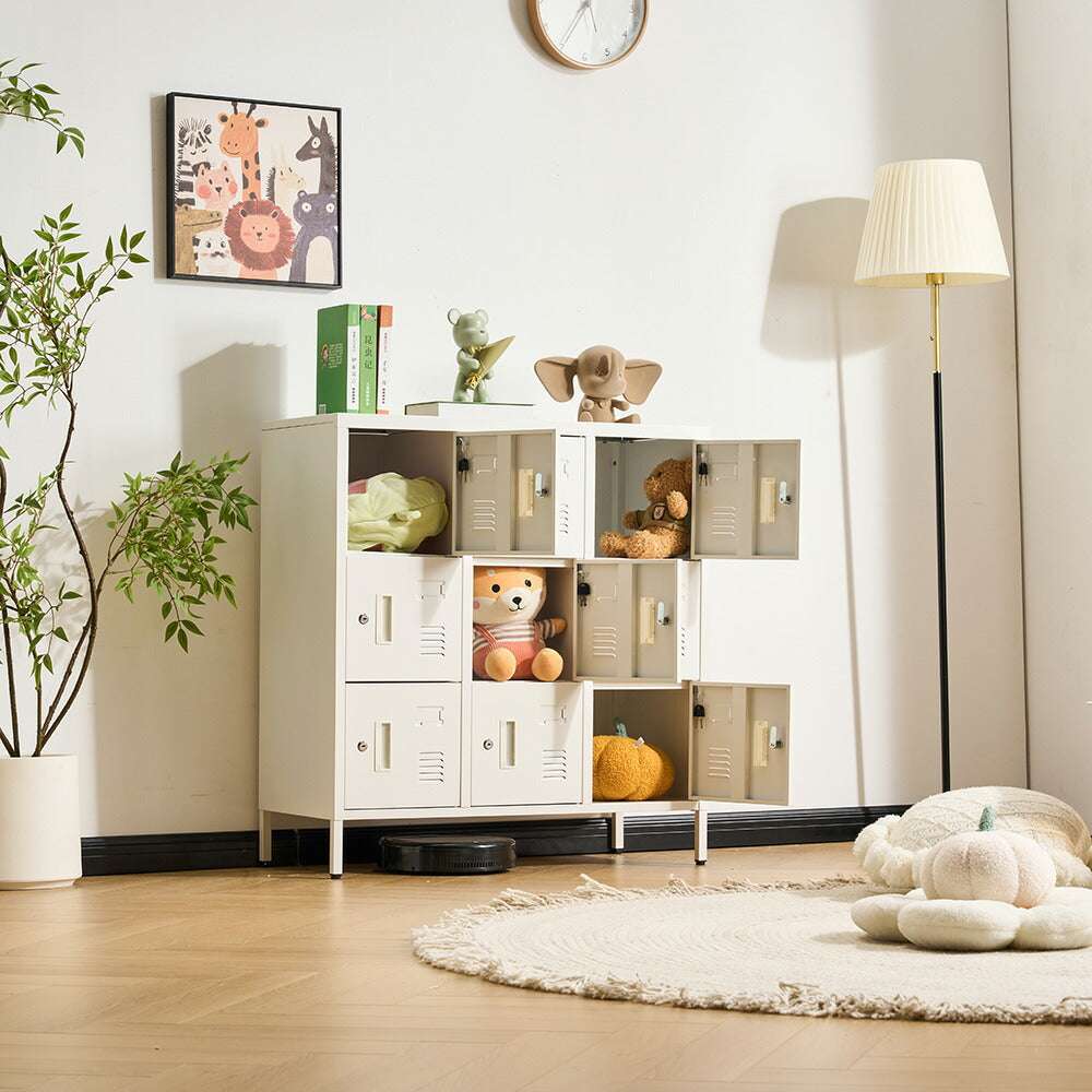 ロッカー 9人用 6人用 スチールロッカー 鍵付き 更衣ロッカー オフィスロッカー 業務用収納 スリム キャビネット オフィス収納 ホワイト 7日内出荷