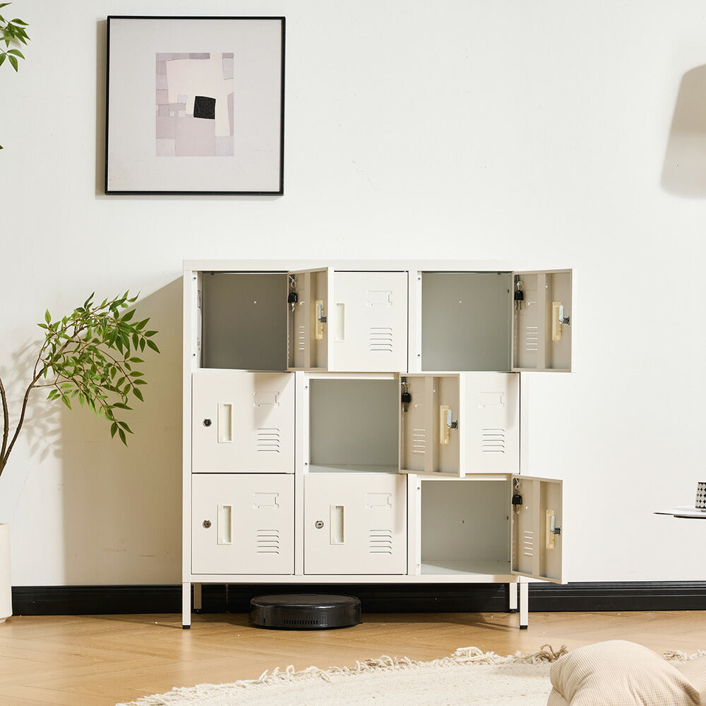 ロッカー 9人用 6人用 スチールロッカー 鍵付き 更衣ロッカー オフィスロッカー 業務用収納 スリム キャビネット オフィス収納 ホワイト 7日内出荷