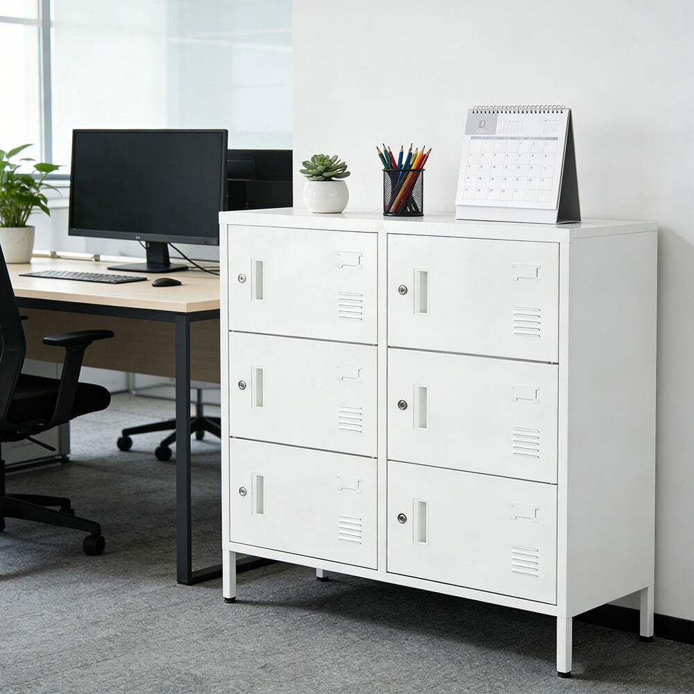 ロッカー 9人用 6人用 スチールロッカー 鍵付き 更衣ロッカー オフィスロッカー 業務用収納 スリム キャビネット オフィス収納 ホワイト 7日内出荷