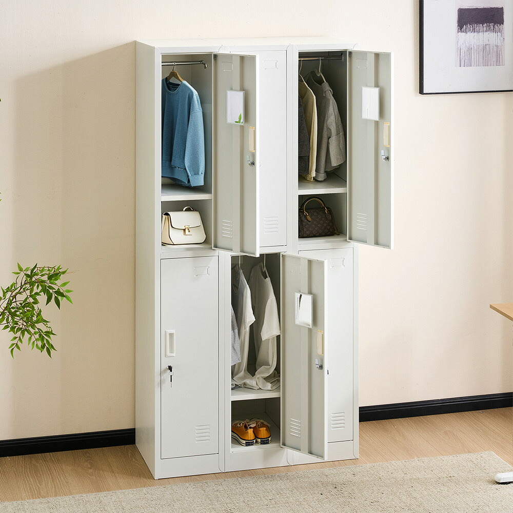 ロッカー スチールロッカー 更衣ロッカー 6人用／9人用／12人用 鍵付き スペアキー付き スリム 業務用 オフィスロッカー 収納 会社 学校 更衣室 ホワイト 7日内出荷