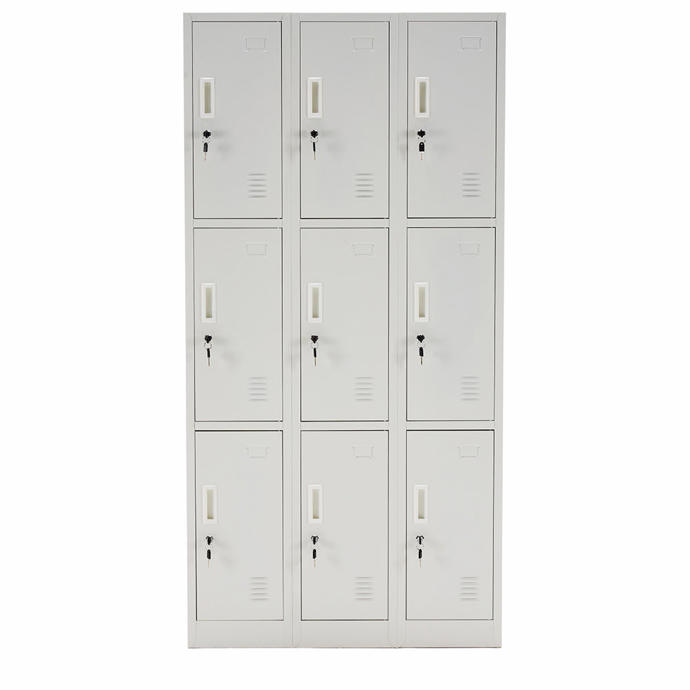 ロッカー スチールロッカー 更衣ロッカー 6人用／9人用／12人用 鍵付き スペアキー付き スリム 業務用 オフィスロッカー 収納 会社 学校 更衣室 ホワイト 7日内出荷