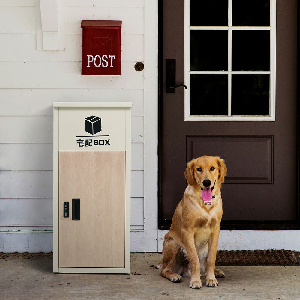宅配ボックス付きポスト 置き型 スタンドポスト 郵便受け 一戸建て用 大型 ポスト一体型 宅配BOX 置き配対応 ダイヤルロック 防犯 木目デザイン 玄関用 シンプル 北欧 おしゃれ ベージュ ブラック 7日内出荷
