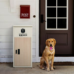 宅配ボックス付きポスト 置き型 スタンドポスト 郵便受け 一戸建て用 大型 ポスト一体型 宅配BOX 置き配対応 ダイヤルロック 防犯 木目デザイン 玄関用 シンプル 北欧 おしゃれ ベージュ ブラック 7日内出荷