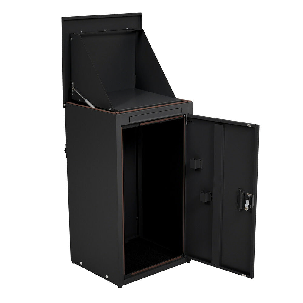 宅配ボックス 据置型 大容量 ポスト一体型 投函口3口 複数投函対応 屋外 防滴仕様 戸建て用 マンション対応 置き配ボックス 配達ボックス 大型 おしゃれ 玄関 宅配BOX ブラック グレー 7日内出荷