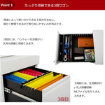 オフィスワゴン デスクワゴン 完成品 3段 サイドワゴン キャスター付き 鍵付き A4対応 デスクキャビネット 大容量収納 ワゴン サイドデスク 収納ワゴン オフィス収納 7日内出荷