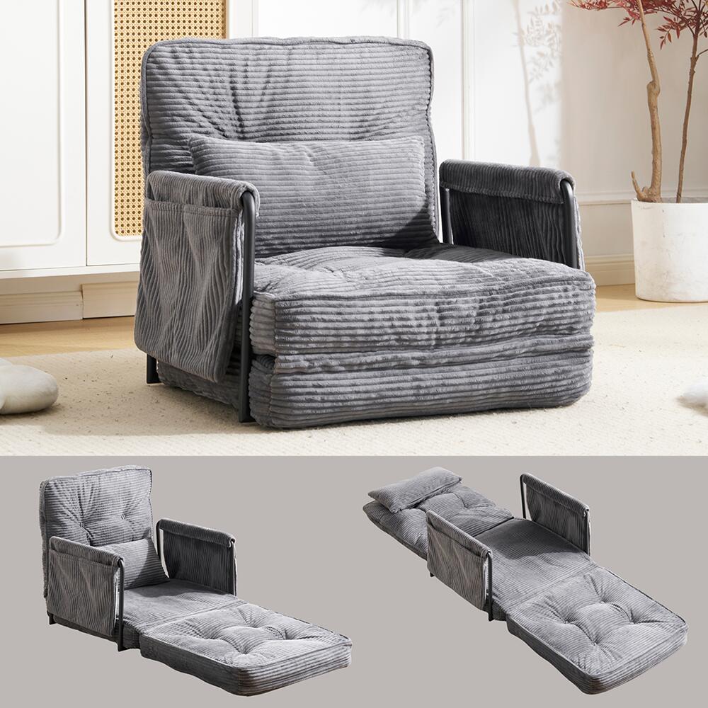 ソファーベッド コンパクト 幅62 3way リクライニング ローソファ 1人掛け 座椅子 ソファー 一人用 ソファ ベッド カウチソファ ソファベッド ハイバック フラット 折りたたみ 車 車中泊 おしゃれ フロアチェア 可愛い 1P グレー