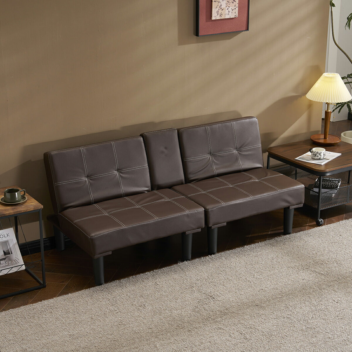 ソファーベッド ソファー ベッド 2人掛け シングル 合皮 レザー 折りたたみ 2Pソファー 3段 コンパクト フロアソファー シンプル リビングソファー ソファベッド リクライニング おしゃれ ブラック ブラウン ローソファー 二人掛け