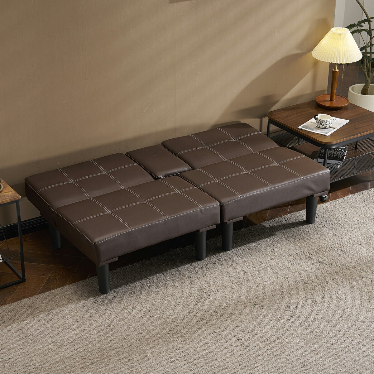 ソファーベッド ソファー ベッド 2人掛け シングル 合皮 レザー 折りたたみ 2Pソファー 3段 コンパクト フロアソファー シンプル リビングソファー ソファベッド リクライニング おしゃれ ブラック ブラウン ローソファー 二人掛け