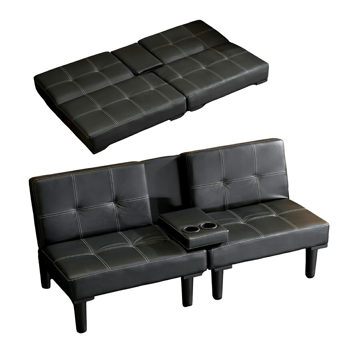 ソファーベッド ソファー ベッド 2人掛け シングル 合皮 レザー 折りたたみ 2Pソファー 3段 コンパクト フロアソファー シンプル リビングソファー ソファベッド リクライニング おしゃれ ブラック ブラウン ローソファー 二人掛け