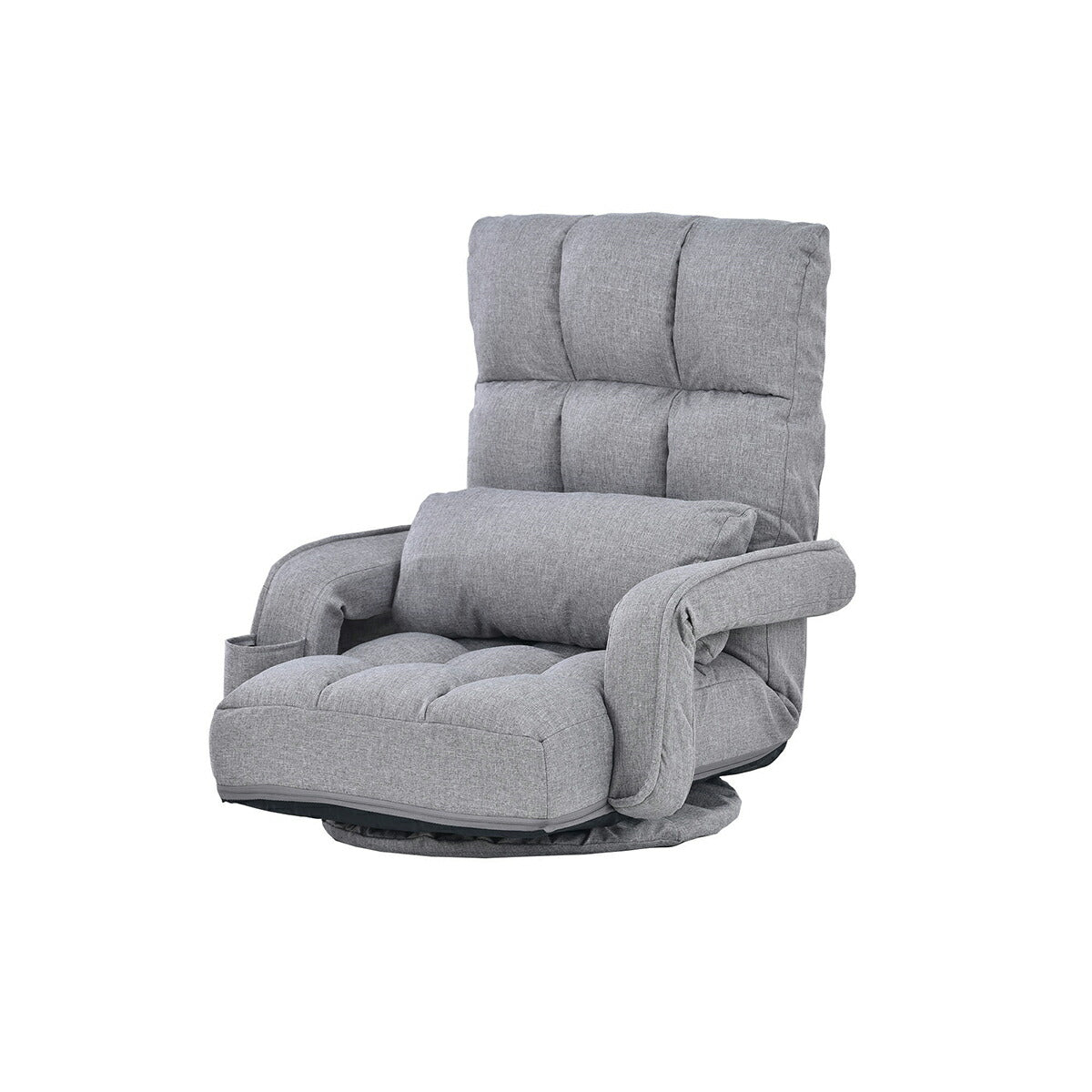 座椅子 回転式 肘掛け ハイバック 座いす リクライニング 1人掛けソファー リクライニングチェアー フロアチェア リビングチェア リラックスチェア 折りたたみ ファブリック 座イス フロア ソファ